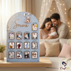 12 Month Baby Photo Frame   Custom Baby Memory Frame (13 Photos)   Perfect Personalized Gift for Kids