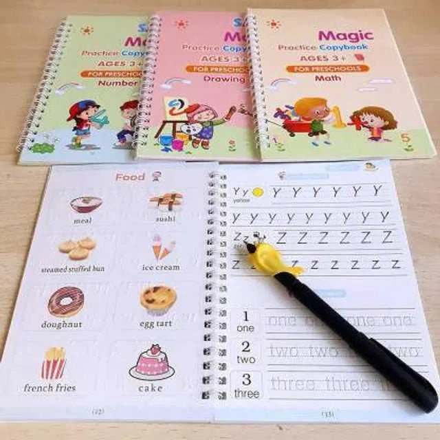 CraftSR™ Magic Practice Copybook Set | Reusable Handwriting Practice Books with Pen & Refills | Fun Learning for Kids